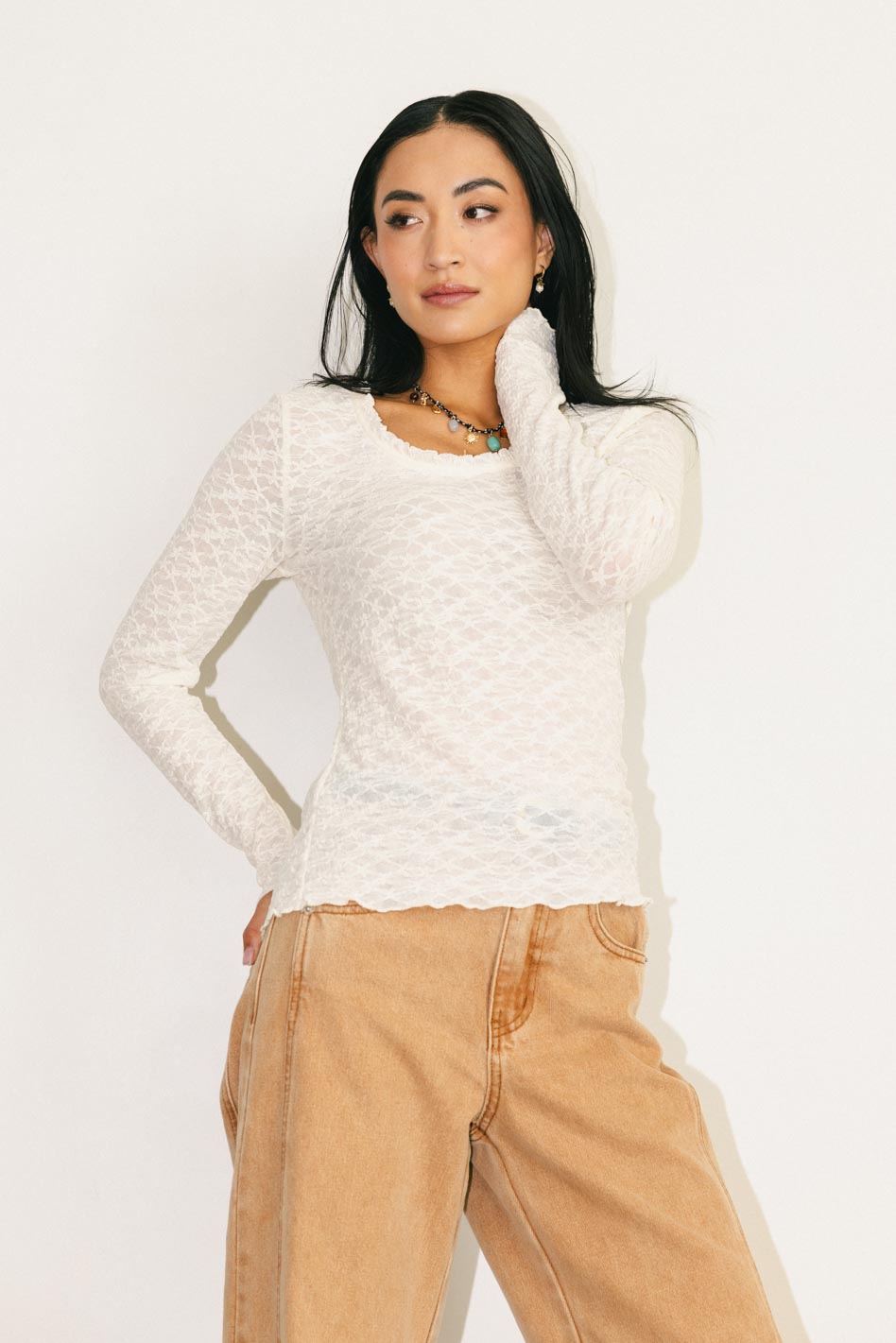 Long sleeves top in cream