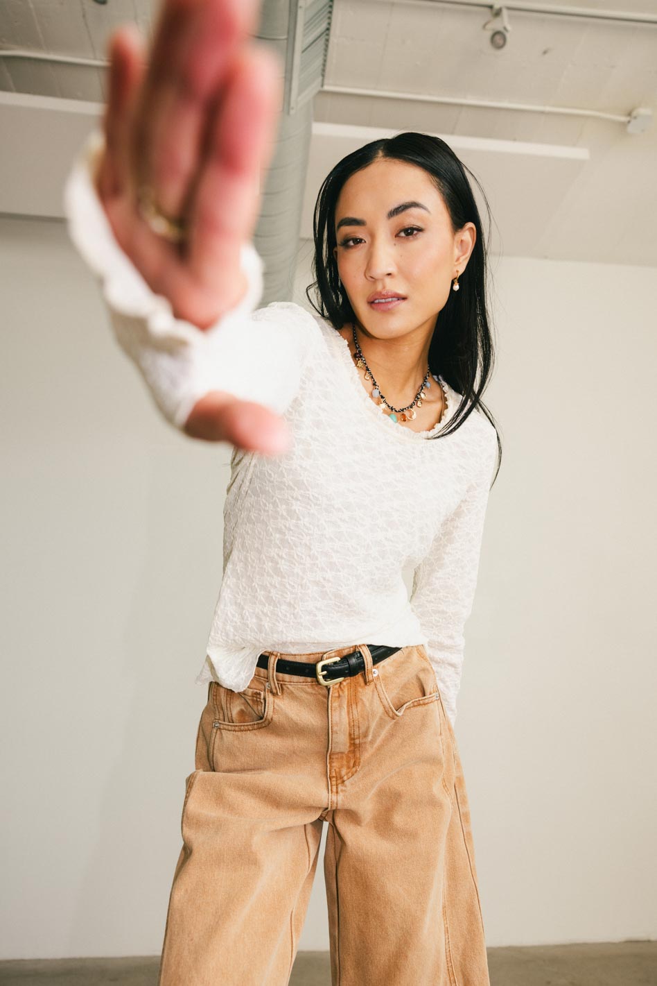 Knit top in cream