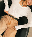 Round neck top in cream