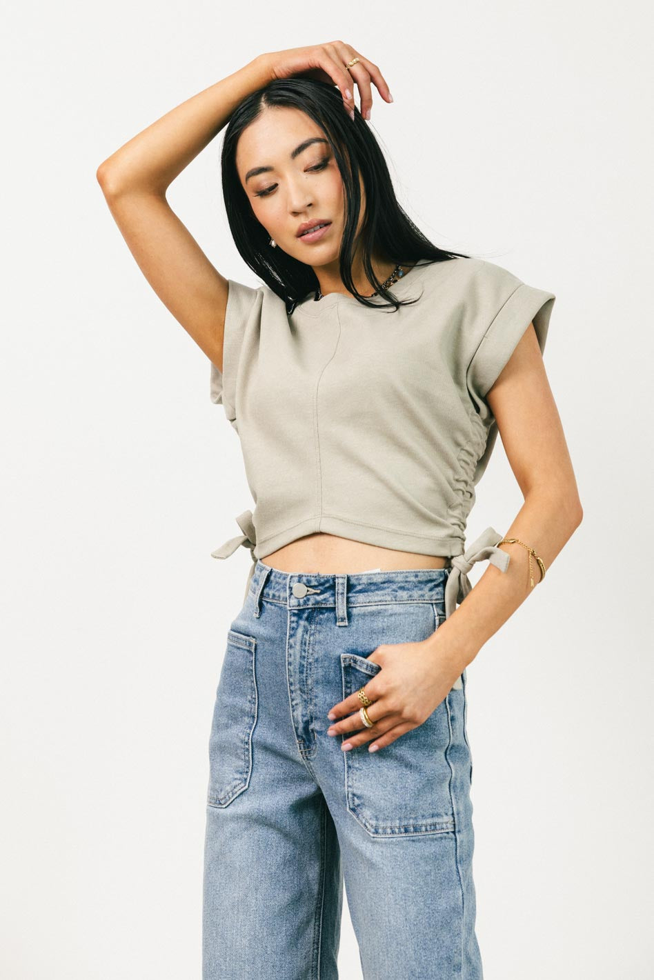 Short sleeves top in sage