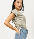 Ruched side under arm top in sage