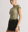 rolled sleeve green shirt