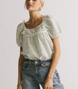 lace trim blue top