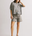 grey denim shorts