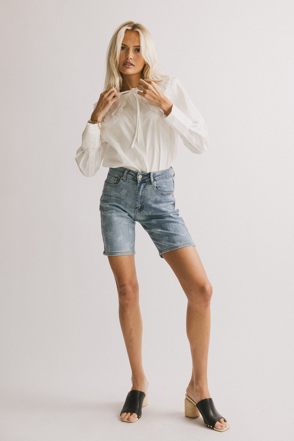 light wash bermuda shorts