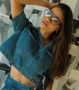 collared denim top