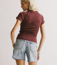short sleeves with rolled hemlines