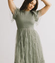 short lace sleeve dress