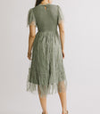 midi lace skirt green