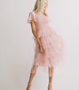 pink lined midi dress