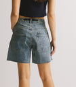 long medium wash denim shorts