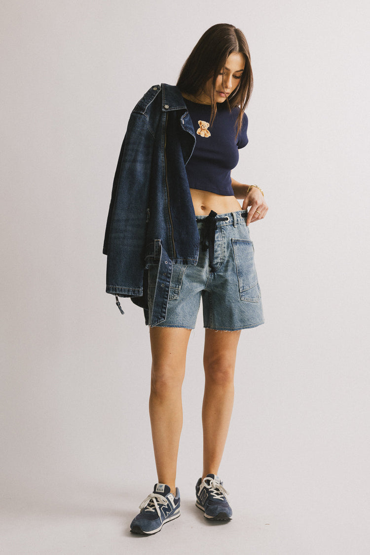 blue crop top