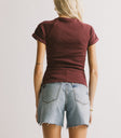 fitted red shirt