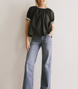 Round neck top in black