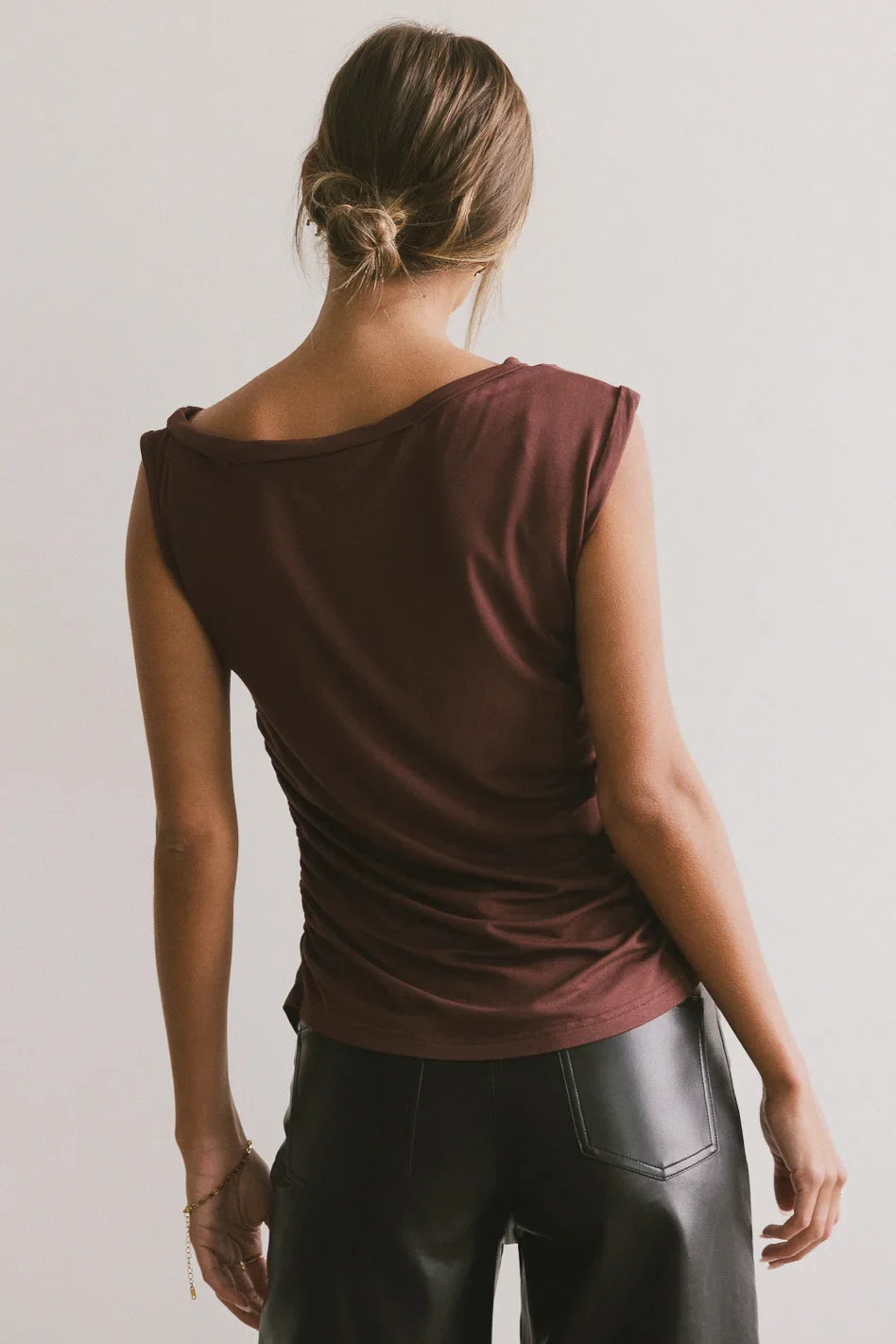 Plain color top in brown