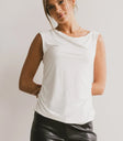 Round neck top in white