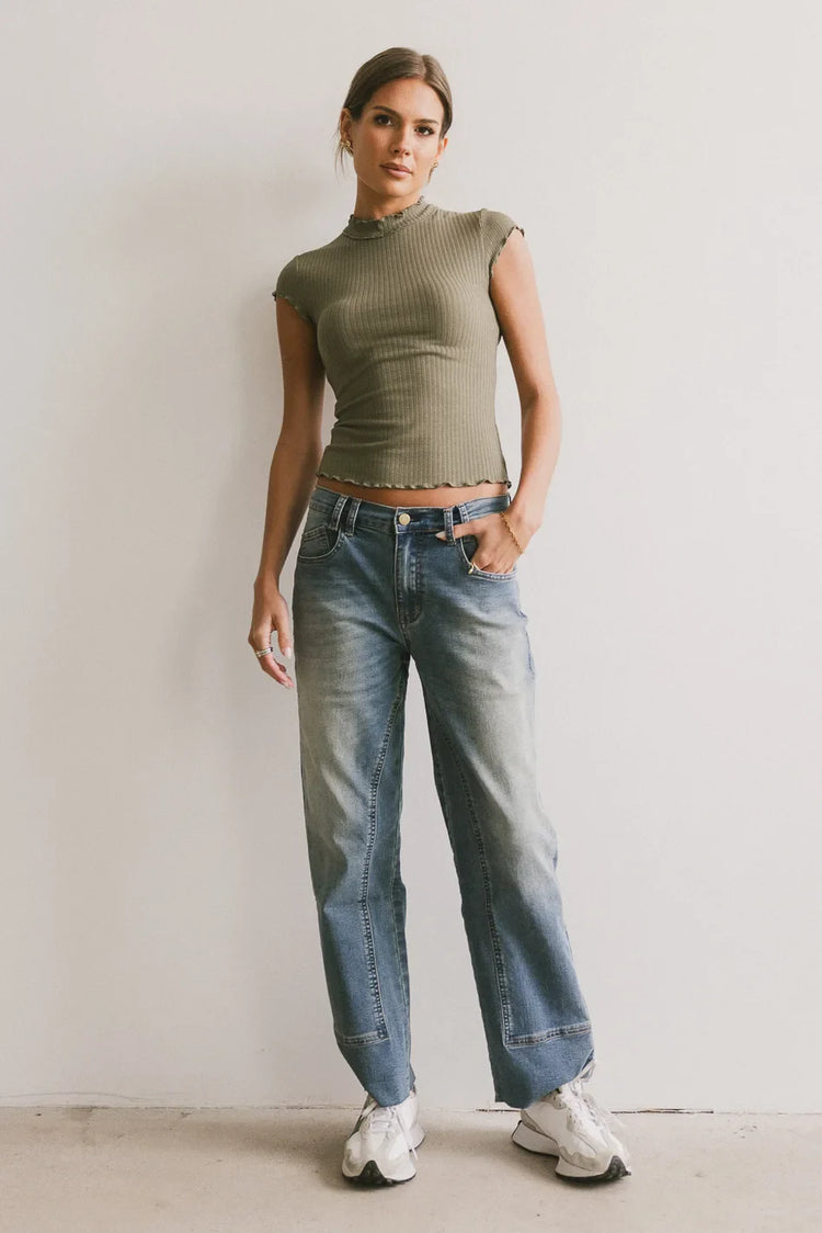 Knit top in olive