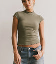 Mock neck top in olive