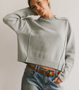 Ribbed hem sweater in blue