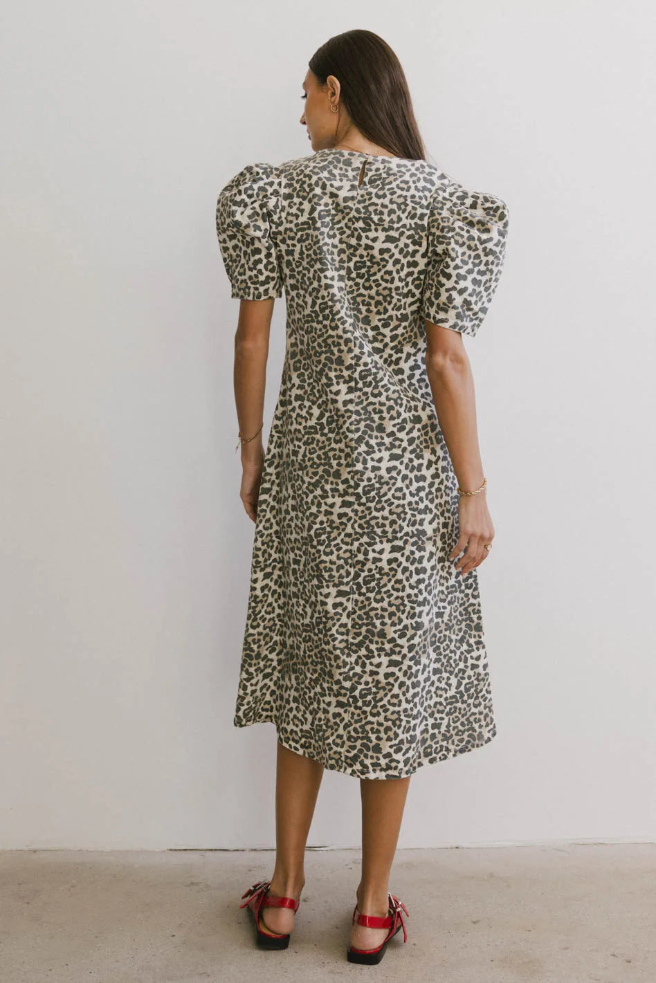 Denim leopard print dress
