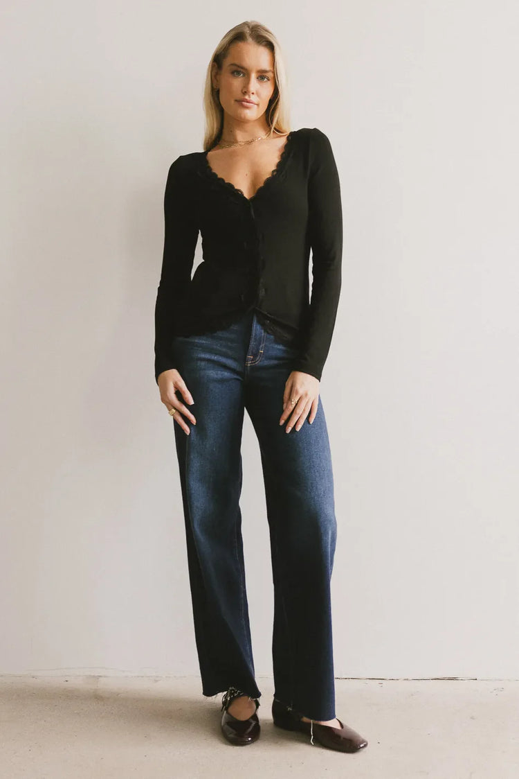 Knit top in black