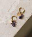 Pending purple charms earrings