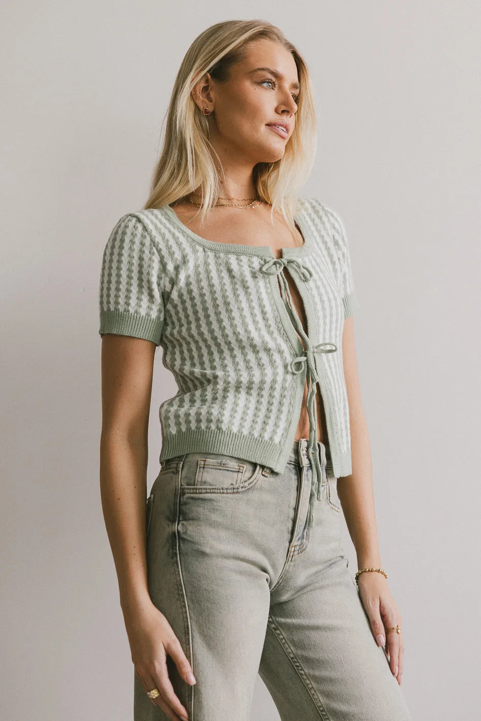 Round neck top in sage