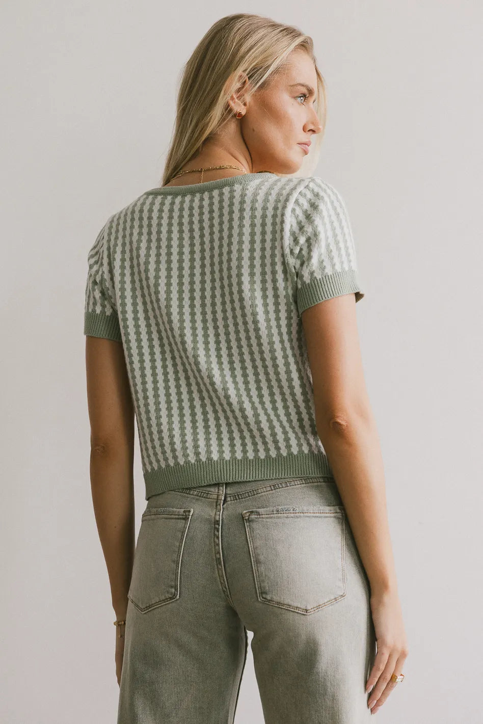 Striped top in sage