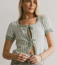 Front tie cardigan in sage