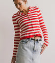 Knit striped top in red