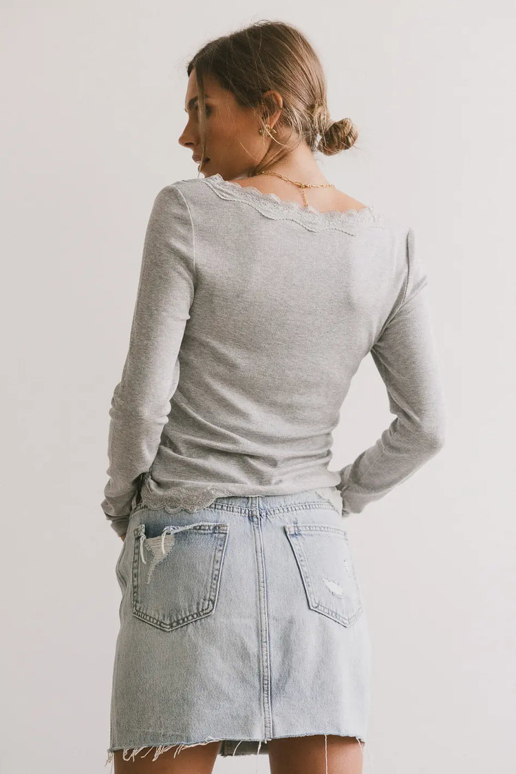 Plain color top in grey
