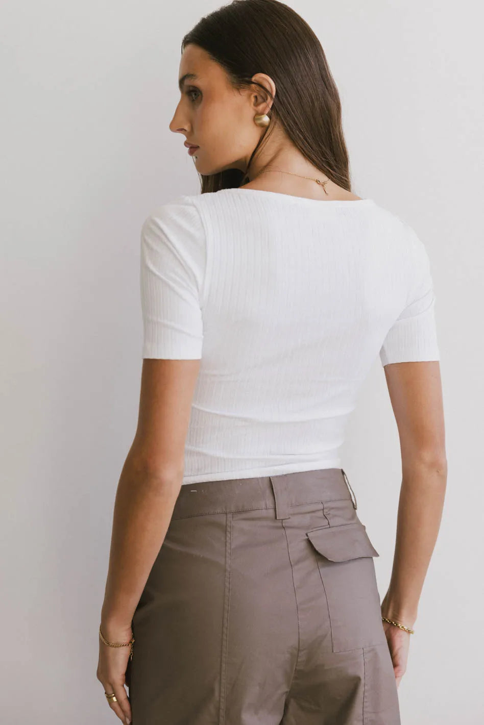Ribbed top in white