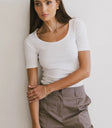 Round neck top in white
