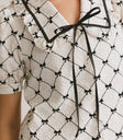 printed bow collared top