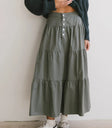 5 Buttons waist skirt in sage