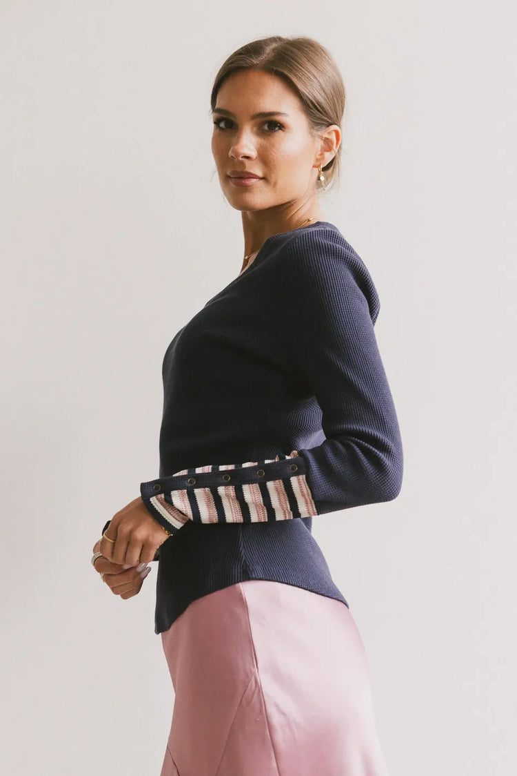 Waffle top in navy