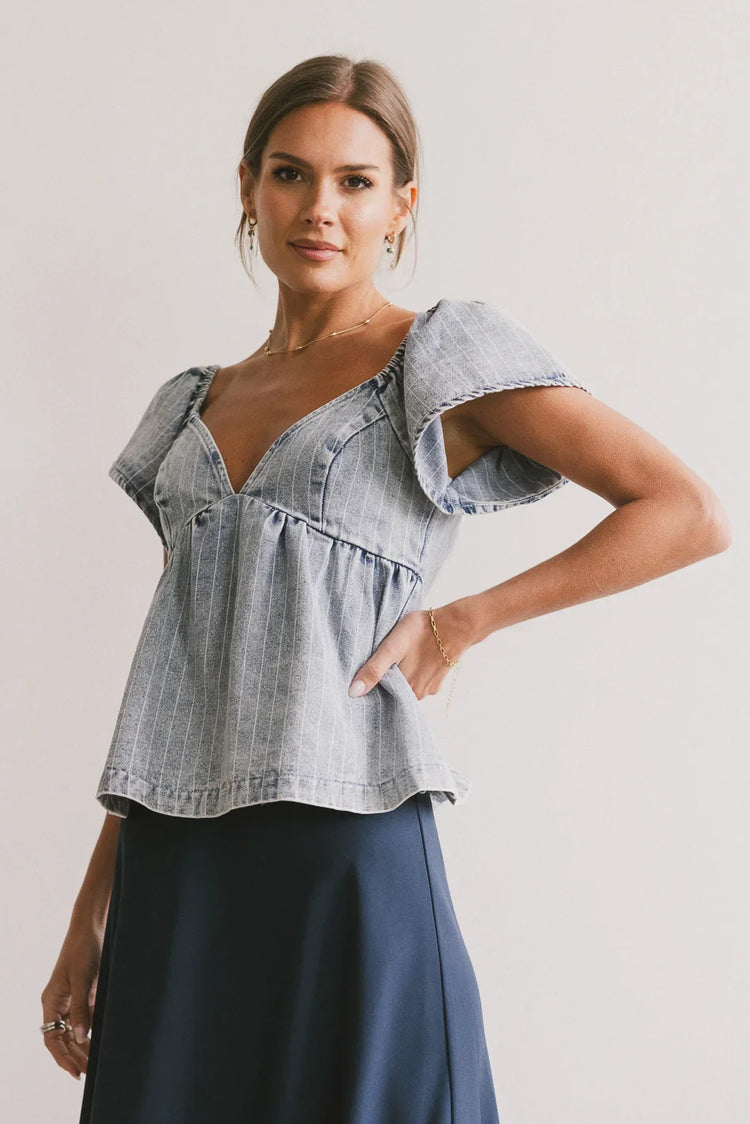 Short sleeves denim top