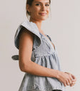 Striped denim top in medium wash