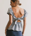 Adjustable back denim top