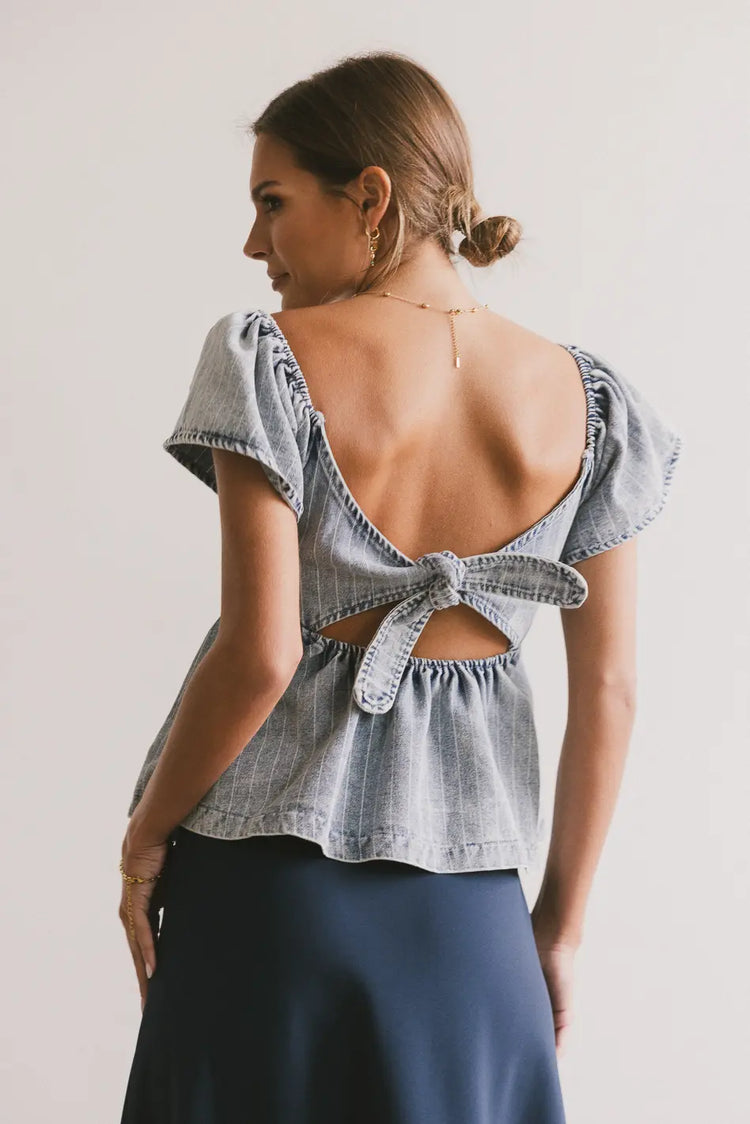 Adjustable back denim top