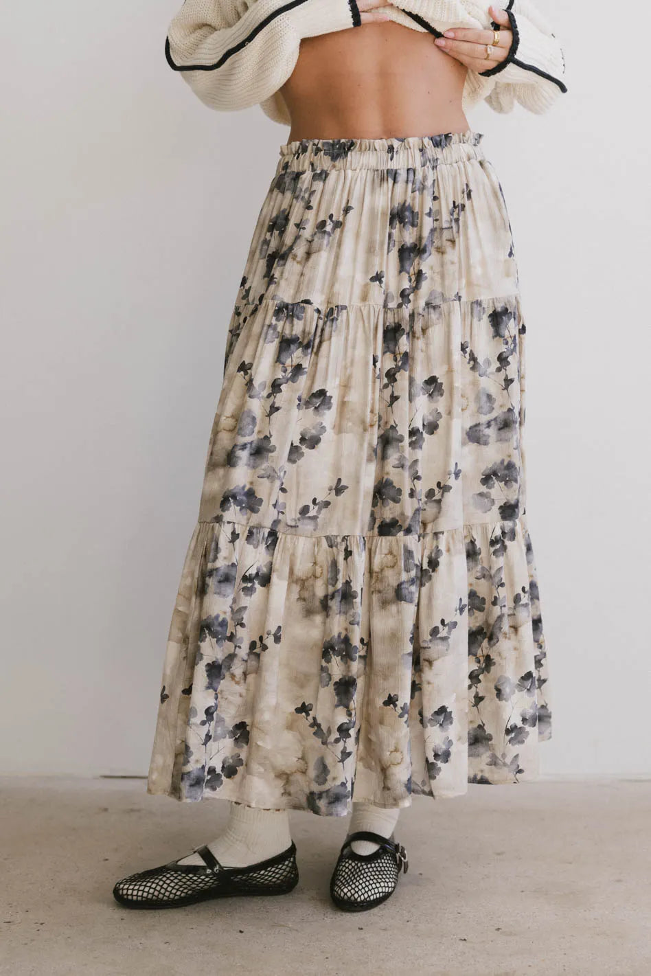 Elastic waist skirt in blue