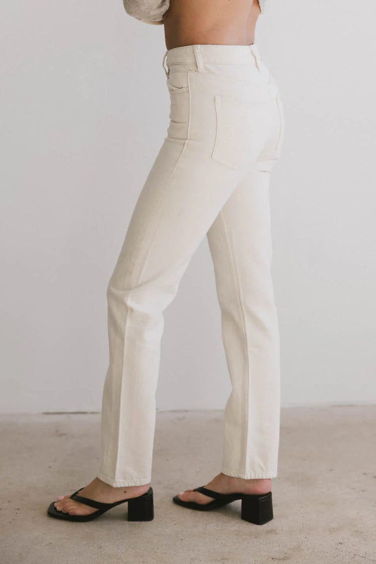 Denim jeans in cream