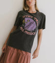 Graphic top in charcoal