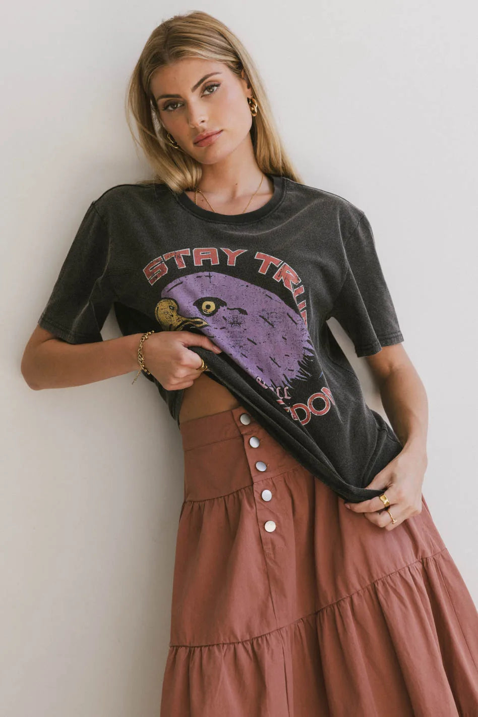 Knit top in charcoal