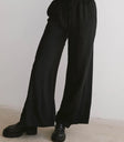 Elastic waist pants in black