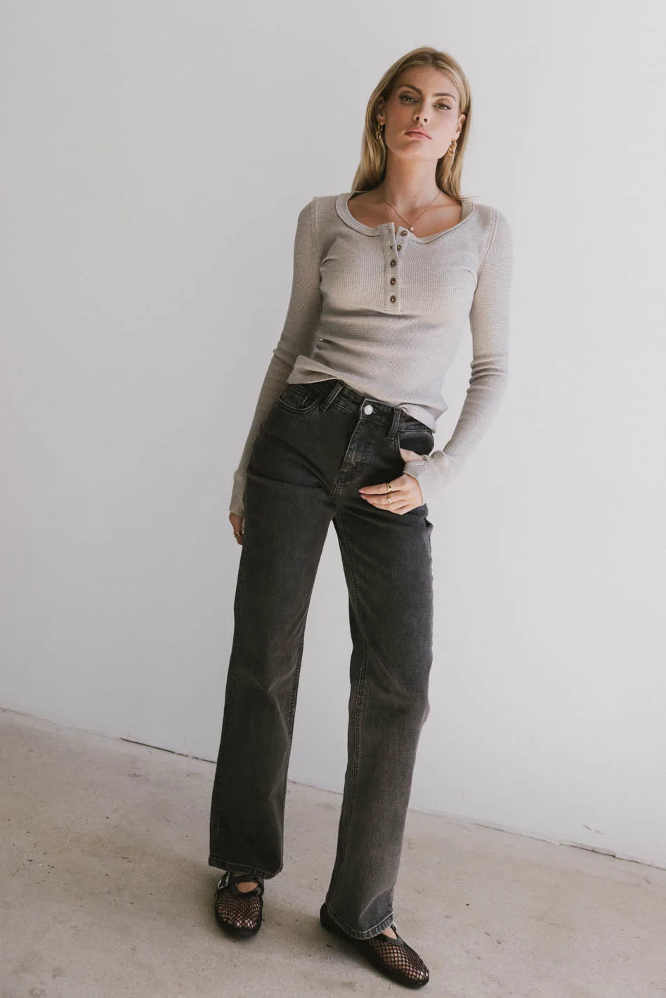 Two hand pockets denim in grey