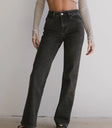 High rise denim pants in grey
