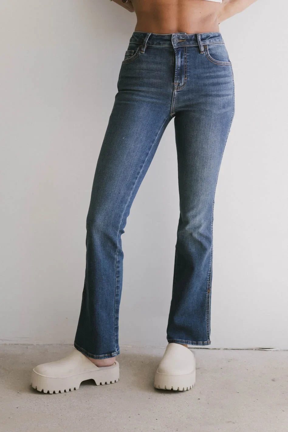 Medium wash denim pants