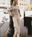 Two hand pockets corduroy pants in cream