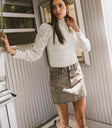 Mock neck top in ivory